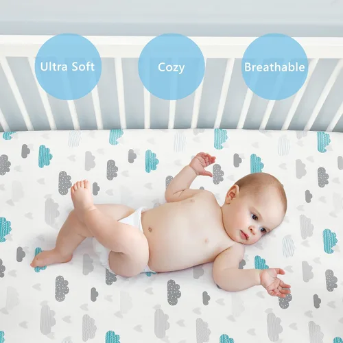 Miniatura 7 de TILLYOU Sábanas para cuna de bebé para niños y niñas, sábanas súper suaves para cama de niño pequeño, paquete de 2 sábanas para colchón estándar