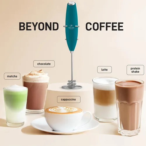 Miniatura 447 de Zulay Milk Boss Espumador de leche potente manual, hace espuma para latte, batidor para mezclar bebidas, café, miniespumador para capuchino, frappé