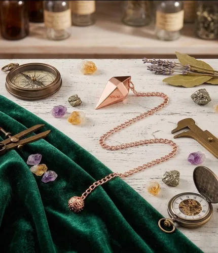 Miniatura 5 de Péndulo de cono de cobre de 12 facetas para curación de Reiki, radiestesia y equilibrio de chakras, herramienta de adivinación y meditación