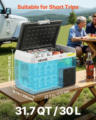 Miniatura 2 de VEVOR Refrigerador de coche de 12 voltios, refrigerador de coche de 31.7 cuartos de galón / 30 L, enfriador eléctrico portátil con temperatura
