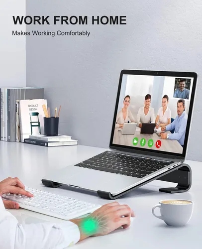 Miniatura 8 de Soqool Soporte para computadora portátil para escritorio, soporte ergonómico desmontable para laptop, soporte de aluminio para MacBook, compatible