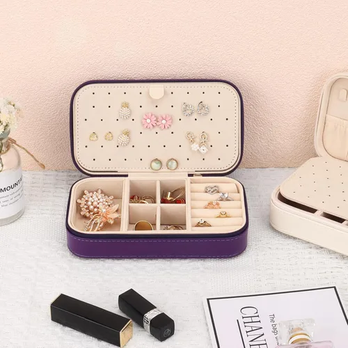 Miniatura 5 de DesignSter Joyero de viaje, estuche portátil de piel sintética, pequeñas cajas de joyería para regalos, organizador de joyas de viaje para mujeres