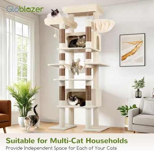 Miniatura 5 de Globlazer XXL Árbol Gigante para Gatos, Torre Alta de 83 Pulgadas de Alta Resistencia para Gatos Grandes de Interior, Casa de Gatos de Varios