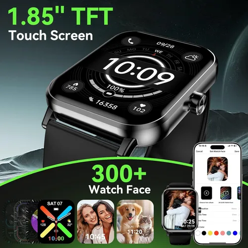 Miniatura 7 de Reloj inteligente para hombres – 1.85 pulgadas HD 2026 actualizado Fitness Tracker Bluetooth Llamadas y mensajes de texto Smartwatch con batería