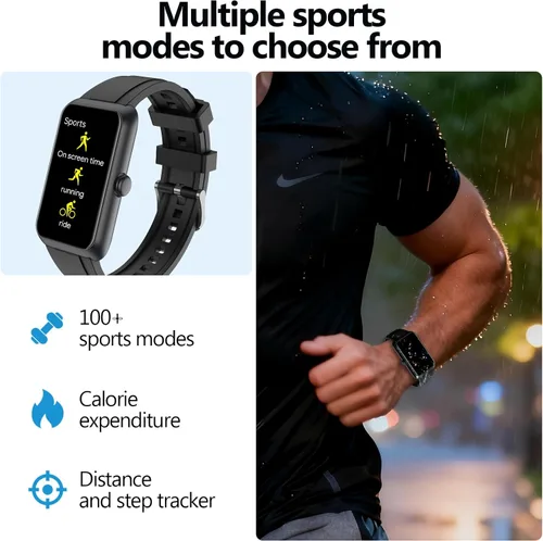 Miniatura 3 de MOLOUTRK T11 - Rastreador de actividad física con monitor de frecuencia cardíaca/sueño, más de 100 modos deportivos, relojes inteligentes