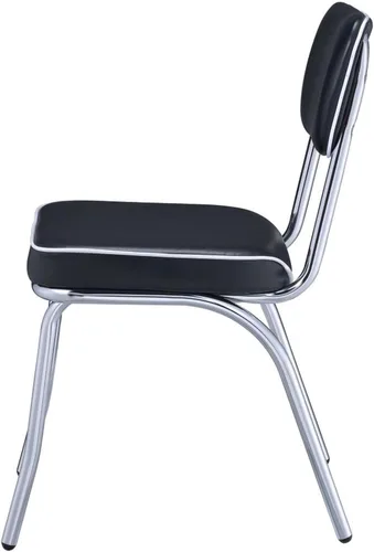 Miniatura 7 de CARTESIAN Sillas de comedor retro, tapizadas en color negro con marco cromado, juego de 2