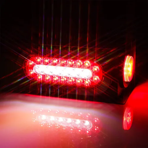 Miniatura 7 de RONSTA Kit de 2 cajas de acero para luces de remolque con luces traseras LED ovaladas rojas/blancas de 6 pulgadas y luces laterales redondas rojas