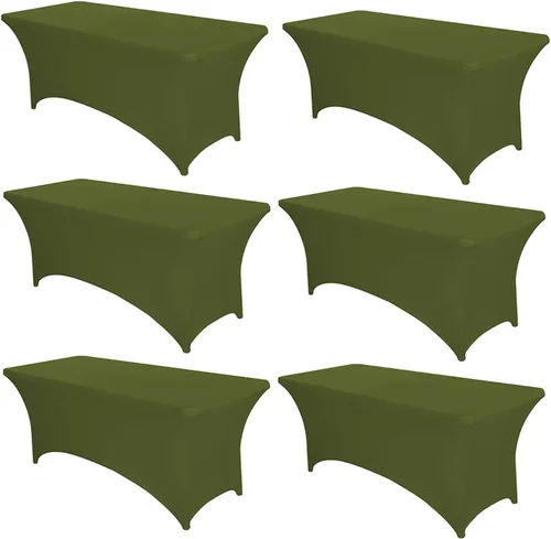 Miniatura 37 de PTC21B - Juego de 6 manteles elásticos de 6 pies, color negro, rectangular, ajustable, lavable, de elastano, para fiestas, bodas, cócteles
