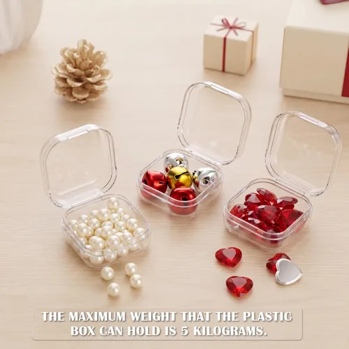 Miniatura 7 de 24 paquetes de recipientes pequeños de plástico transparente para almacenamiento de cuentas con tapa con bisagras para almacenamiento de objetos