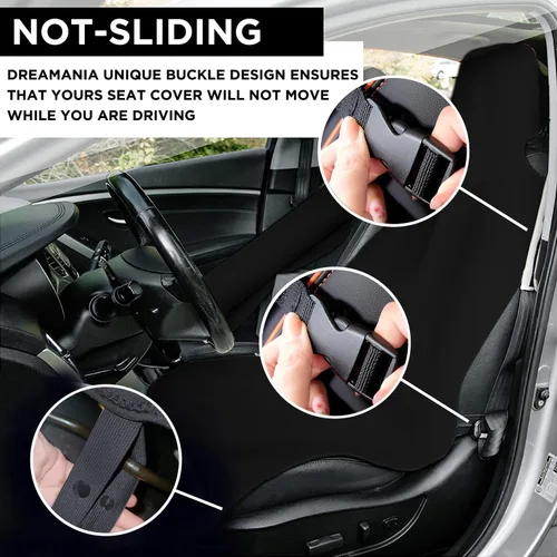 Miniatura 4 de Funda de asiento impermeable, protector de asiento de automóvil mejorado contra el sudor, perfecto para asiento universal antideslizante de Negro