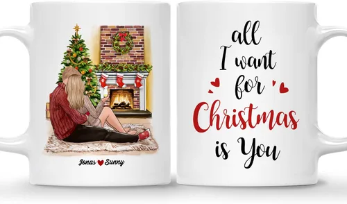 Miniatura 13 de Gossby Taza de café de Navidad personalizada para parejas y perros, personalizada con diseño, nombre, regalo de Navidad para novia, novio, esposa