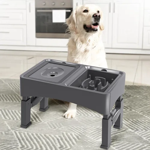 Miniatura 8 de UPSKY Cuencos Elevados para Perros 2-en-1 con Comedero Lento, Soporte con 4 Alturas Ajustables, Cuencos de Agua para Perros sin Derrame, Cuencos No