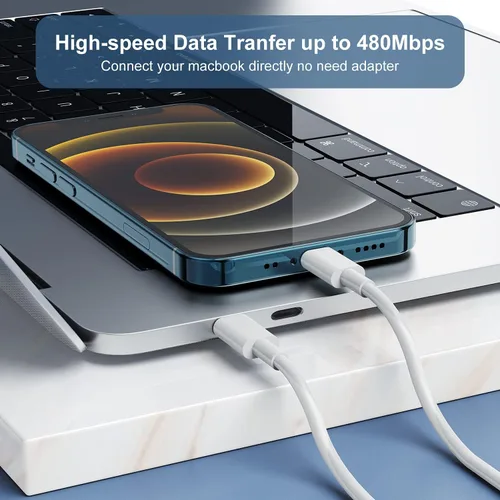 Miniatura 5 de Paquete de 2 cables de carga para iPhone 12 de 10 pies [certificado MFi], cable USB C a Lightning de 10 pies, cable Lightning a tipo C de carga
