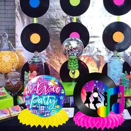 Miniatura 6 de Centros de mesa de fiesta de discoteca de los años 70, decoración de fiesta de fiesta de fiesta de fiesta de reina bailarina, suministros de fiesta