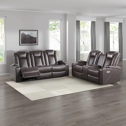 Lexicon Juego de sofá reclinable eléctrico, juego de sofá reclinable eléctrico de 2 piezas, sofá reclinable y sofá biplaza reclinable para sala de