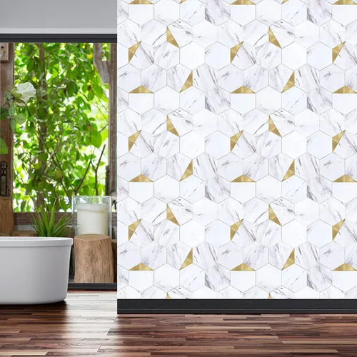 Miniatura 5 de Protector contra salpicaduras para cocina, protector contra salpicaduras hexagonales de alta calidad, azulejos sin costuras para baño