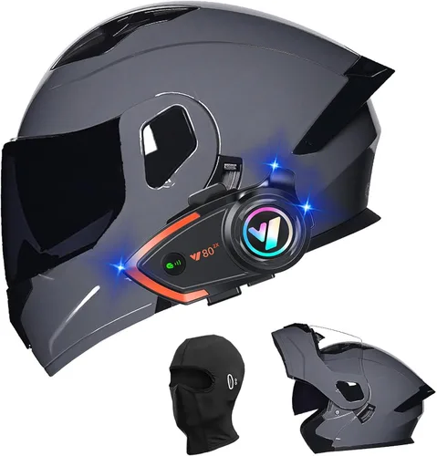 Miniatura 10 de Cascos de motocicleta para hombre, aprobado por DOT, casco de motocicleta de cara completa para adultos, casco de motocicleta con doble visera, D