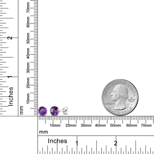 Miniatura 82 de Gem Stone King Aretes redondos de plata de ley 925 con piedra natal de 0.236 in para mujer