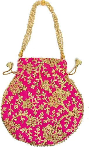 Miniatura 2 de Bolso de mano de seda bordado de diseño étnico indio para mujer