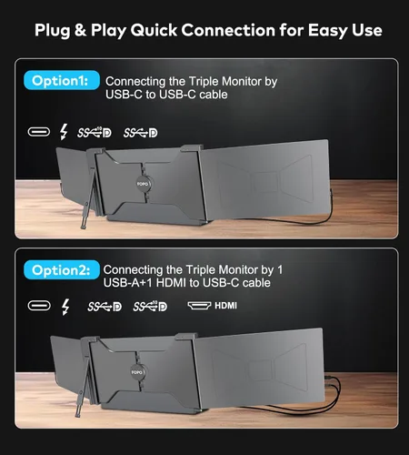 Miniatura 5 de Monitor portátil triple de 15.6 pulgadas, extensor de pantalla IPS FHD 1080P IPS, pantalla portátil para portátiles de 15.6 a 17.3 pulgadas