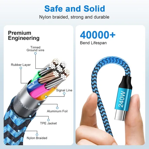 Miniatura 4 de Cable de carga rápida tipo C para iPhone 17, 240 W, USB C a USB C, cable de carga para iPhone 17 Pro Max 17 Pro Air 17, cable de alimentación