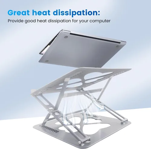 Miniatura 6 de Soporte mecánico de doble ángulo ajustable resistente para computadora portátil, soporta 55 libras, soporte ergonómico para computadora portátil