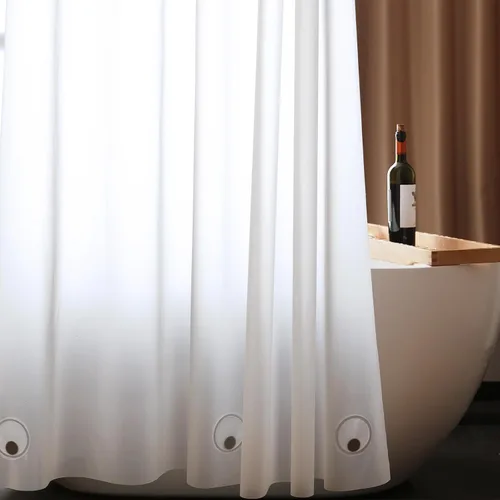 Miniatura 9 de Cortina de ducha corta transparente de 60 pulgadas de largo, forro de cortina de baño de plástico impermeable, semitransparente, calidad de hotel