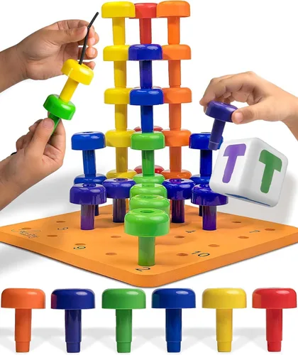 Skoolzy Montessori Tablero Sensorial de Clavijas Juego de 33 Piezas - Desarrolla el Juego Sensorial Terapia Ocupacional Juguetes Educativos de