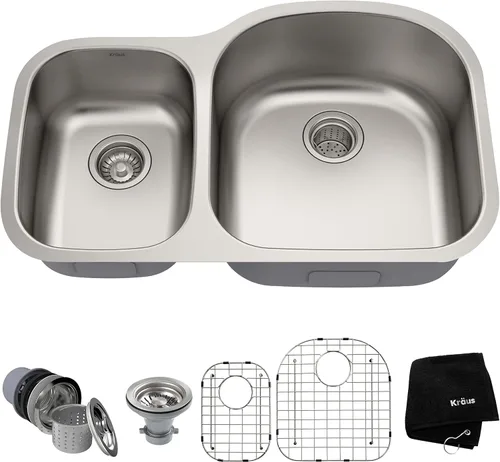 Miniatura 14 de Kraus Premier KBU17 Fregadero de cocina de acero inoxidable de calibre 18, de un tazón, de montaje por debajo para barra de cocina, 35.56 cm
