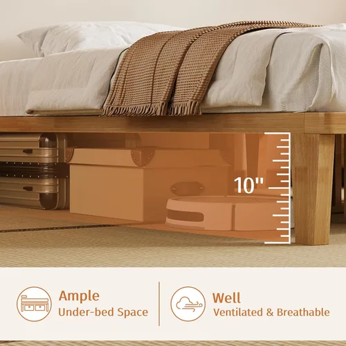 Miniatura 5 de IOTXY Marco de Cama de Plataforma Twin – Base de Fundación de Colchón de Madera Maciza de 12 Pulgadas con Listones y Patas de Apoyo de Alta