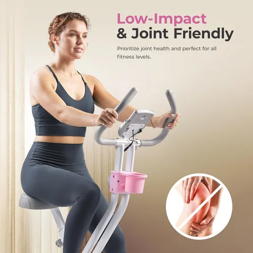 Miniatura 2 de Sunny Health & Fitness Smart Folding X-Bike, Portable Compact Exercise Bike for Indoor Cycling Workout, Home Cardio Training Machine, Free SunnyFit