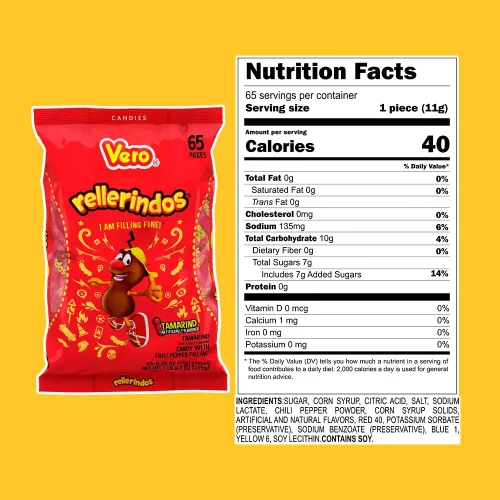 Miniatura 2 de Vero Rellerindos - Caramelo duro con sabor a tamarindo (65 unidades) – Auténtico caramelo mexicano, paquete de dulces duros envueltos