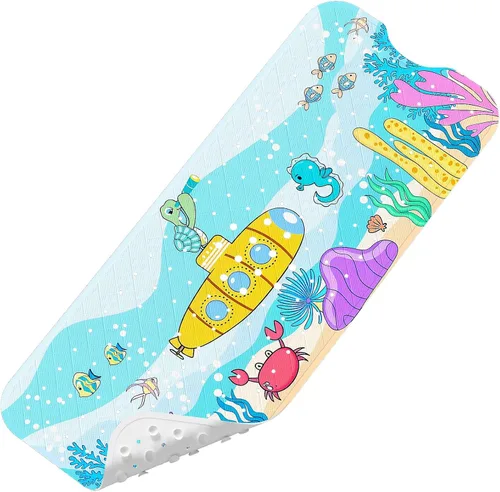 Miniatura 18 de Tapete de Baño para Bebé Mejorado con Dibujos Animados Antideslizante - 40"x16" Extra Largo Tapete de Bañera para Bebé Ecológico Duradero Tapete
