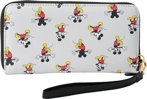Miniatura 5 de Disney Cartera de mano Mickey Minnie Mouse Winnie Pooh con cremallera de piel sintética, Mickey Mouse Gris