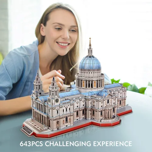 Miniatura 5 de CubicFun Rompecabezas 3D grande de la catedral de San Pablo para adultos, arquitectura de media apertura, disfruta de vistas interiores