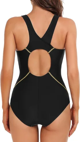 Miniatura 2 de beautyin Traje de baño deportivo de una pieza con espalda cruzada para mujer