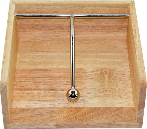 Miniatura 7 de Servilletero de papel de cóctel, soporte plano, servilleta decorativa para bebidas con barra central de metal sofisticada, madera maciza con grano