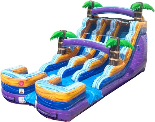 Miniatura 14 de TentandTable Tobogán acuático inflable de doble carril para niños y adultos, diversión acuática gigante de grado comercial, incluye soplador de aire