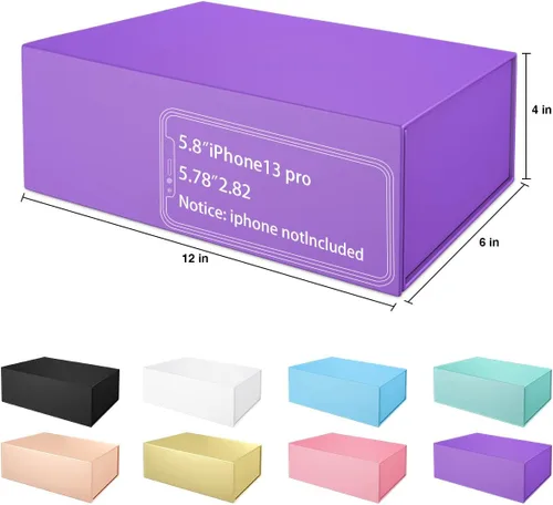 Miniatura 2 de Caja de Regalo Morada de 12" x 6" x 4" con Tapa de Cierre Magnético, Caja de Regalos para Obsequios, Cajas de Regalo para Damas de Honor, Caja Morado