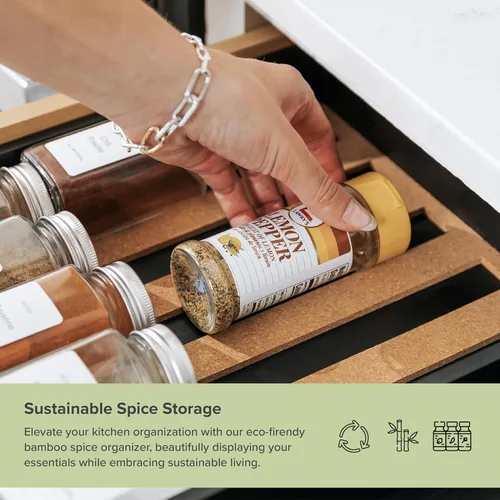 Miniatura 4 de KitchenEdge Organizador de cajones de especias con almacenamiento expandible. Capacidad para hasta 15 tarros de especias (no incluidos), patas