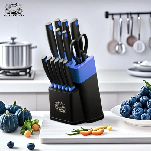 Miniatura 6 de Juego de 14 piezas de cuchillos de cocina con bloque y afilador de acero inoxidable alemán de alto carbono, cuchillos de chef afilados como navaja