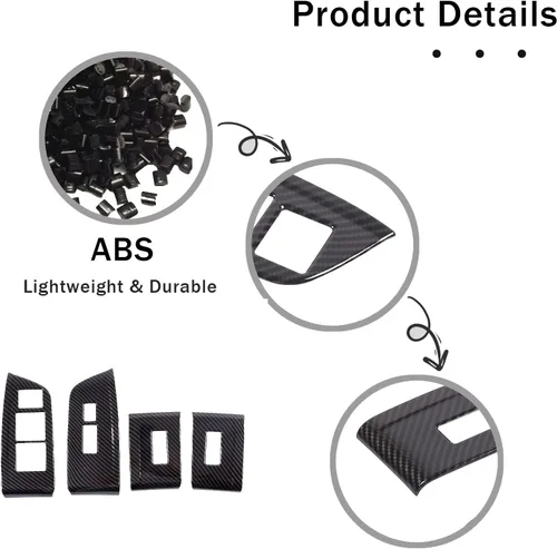 Miniatura 5 de 4 piezas Panel de Interruptor de Elevación de Ventana Marco Cubierta Moldura para Honda Pilot 2016-2022/Passport 2019-2023, Material ABS Accesorios