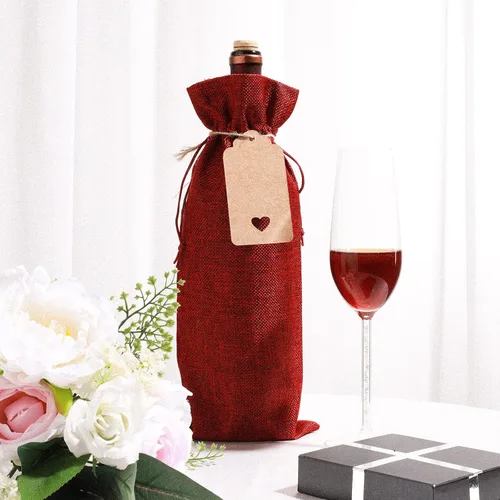 Miniatura 4 de Shappy 36 bolsas de vino de arpillera a granel, boda, compromiso, despedida de soltera, regalo para recién casados, cubierta de lona para botella