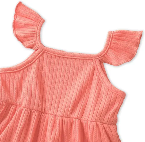 Miniatura 5 de IFFEI Mommy and Me Dresses Matching Set Solid Front Button Family Matching Sleeveless Dresses with Headband