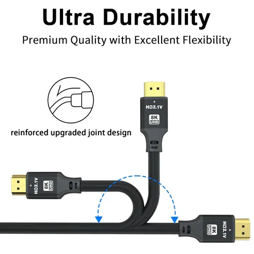 Miniatura 5 de Cable HDMI 1.5 pies, 3 pies, 6 pies, 10 pies, 15 pies, 48 Gbps, 8K a 60 Hz, 4K a 120 Hz, HDCP 2.2 y 2.3, DTS:X, HDR 10; compatible con Roku