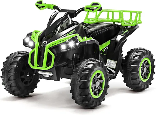 Soar Cuatro ruedas para niños – ATV eléctrico de 4 ruedas para niños de 3 a 6 años, cuatrimoto de 12 V con luces LED, música, velocidad alta/baja,
