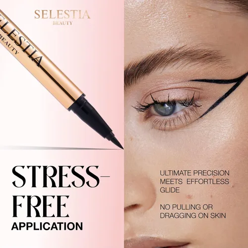 Miniatura 2 de SELESTIA BEAUTY Lápiz delineador líquido negro Queen Cobra – Larga duración – Secado rápido, sin descamación – Aplicador fino y color intenso