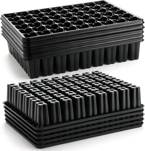 RooTrimmer Bandejas de Semillero de 54 Celdas, Bandeja Plana de Alvéolos Profundos de 2.8", 10 Piezas Bandejas de Germinación de Agujeros Grandes,