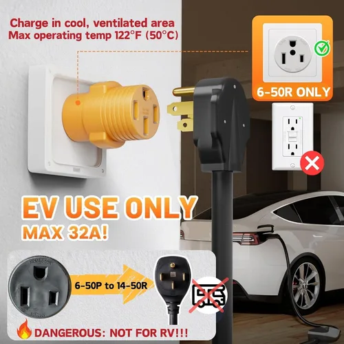 Miniatura 4 de MECMO Adaptador de cargador NEMA 6-50P a 14-50R EV para salida de soldador de 3 clavijas de 50 A 250 V (no para cualquier RV/Housestand/Secadora)
