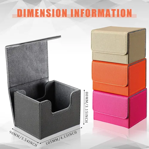 Miniatura 2 de Yookeer 4 cajas de cuero para cartas, caja de juego de cartas para coleccionar, compatible con MTG Commander (rosa, naranja, arena, gris, horizontal)